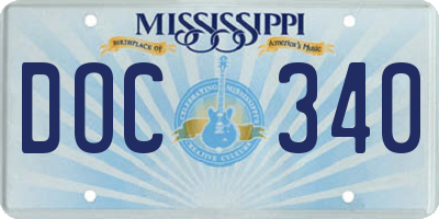 MS license plate DOC340