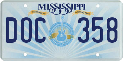 MS license plate DOC358