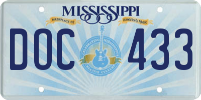 MS license plate DOC433