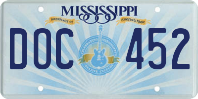 MS license plate DOC452
