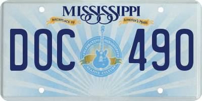 MS license plate DOC490