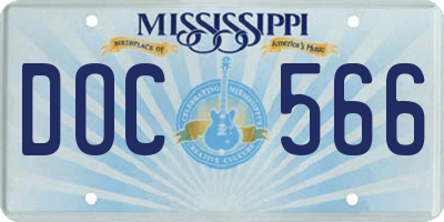 MS license plate DOC566