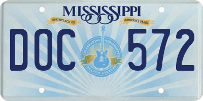 MS license plate DOC572