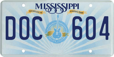 MS license plate DOC604