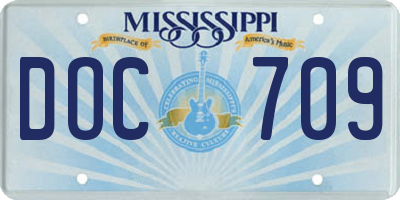 MS license plate DOC709
