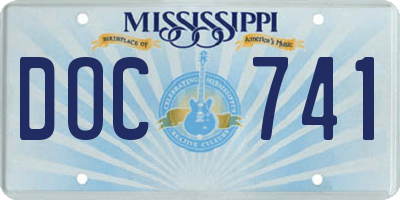MS license plate DOC741