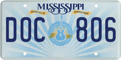 MS license plate DOC806