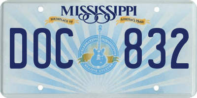 MS license plate DOC832