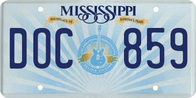 MS license plate DOC859