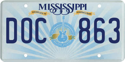 MS license plate DOC863