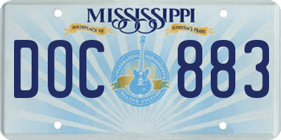 MS license plate DOC883