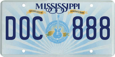 MS license plate DOC888