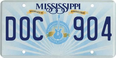 MS license plate DOC904