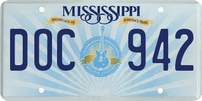 MS license plate DOC942