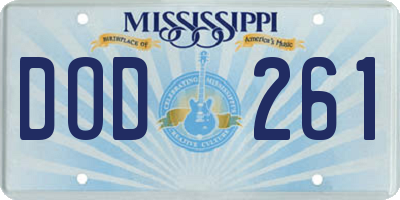 MS license plate DOD261
