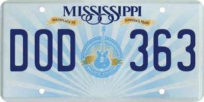 MS license plate DOD363