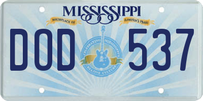 MS license plate DOD537