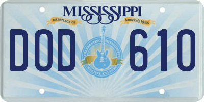 MS license plate DOD610