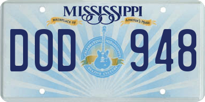 MS license plate DOD948