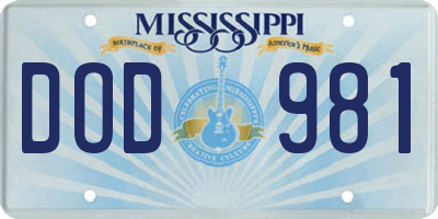 MS license plate DOD981