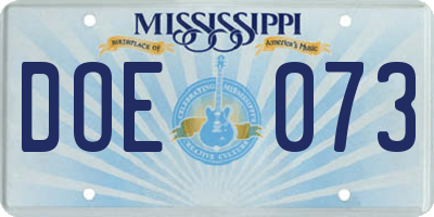MS license plate DOE073