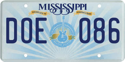 MS license plate DOE086