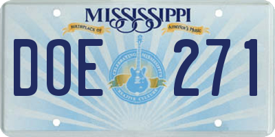 MS license plate DOE271
