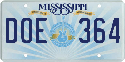 MS license plate DOE364