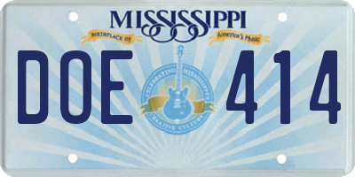 MS license plate DOE414