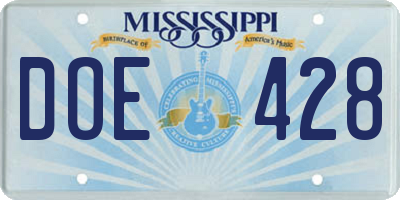 MS license plate DOE428