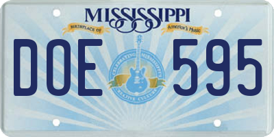 MS license plate DOE595