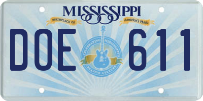 MS license plate DOE611