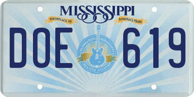 MS license plate DOE619