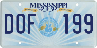 MS license plate DOF199