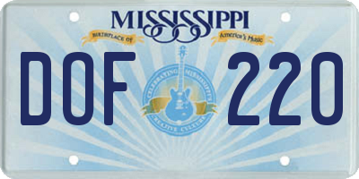 MS license plate DOF220