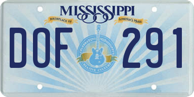 MS license plate DOF291