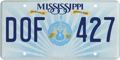 MS license plate DOF427