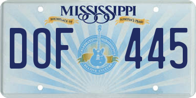 MS license plate DOF445
