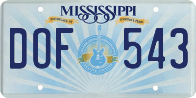 MS license plate DOF543