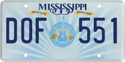 MS license plate DOF551