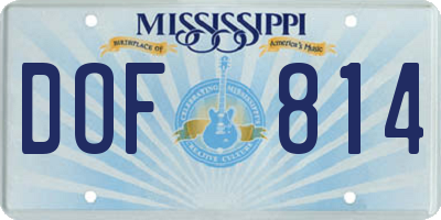 MS license plate DOF814