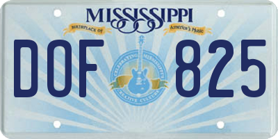 MS license plate DOF825