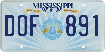 MS license plate DOF891