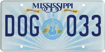 MS license plate DOG033