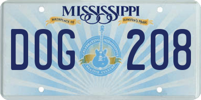 MS license plate DOG208