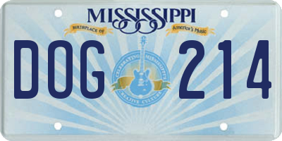 MS license plate DOG214
