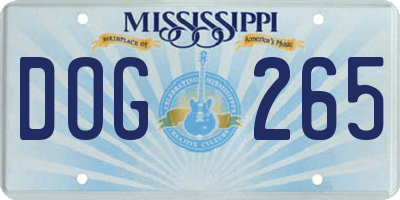 MS license plate DOG265