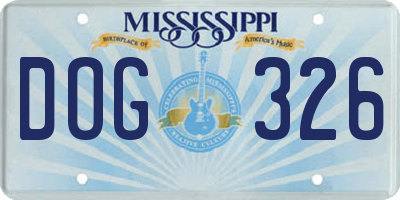 MS license plate DOG326