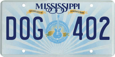 MS license plate DOG402