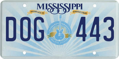 MS license plate DOG443